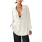 Oversized top met kraag en diepe V-hals voor dames