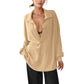 Oversized top met kraag en diepe V-hals voor dames