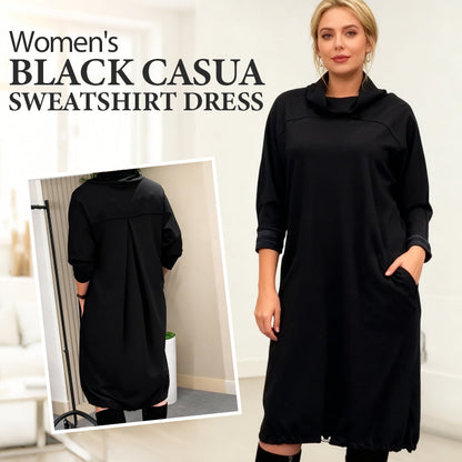 Zwarte casual sweatshirtjurk voor dames