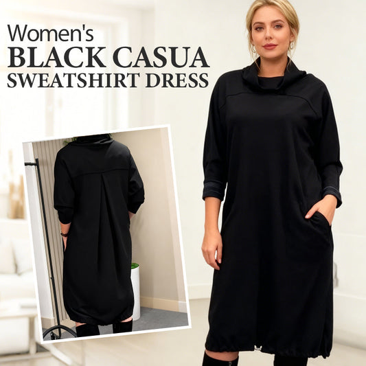 Zwarte casual sweatshirtjurk voor dames