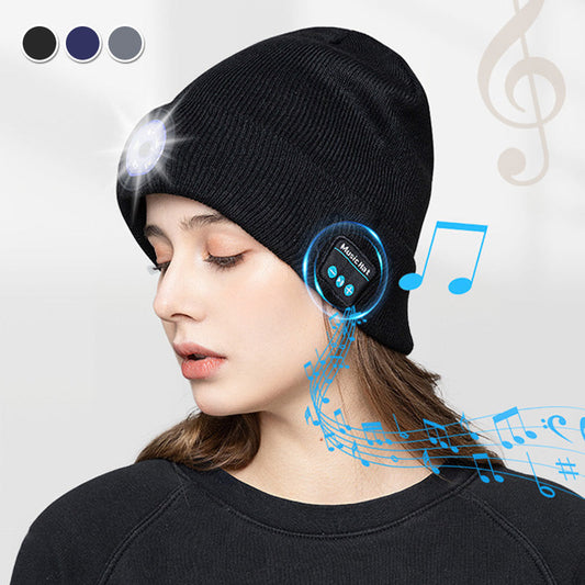 Afneembare LED-hoofdlamp Bluetooth Headset Knit Cap